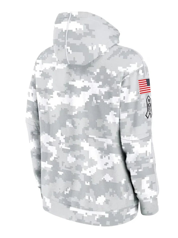 2024 Atlanta Falcons Arctic Camo Salute to Service Hoodie Recreated Edition