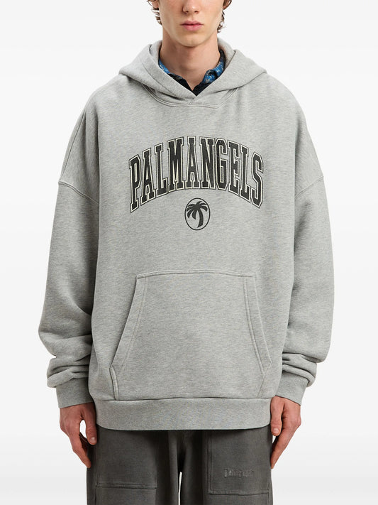 Palm Angels College Logo Oversized Hoodie – Grey Recreated Edition