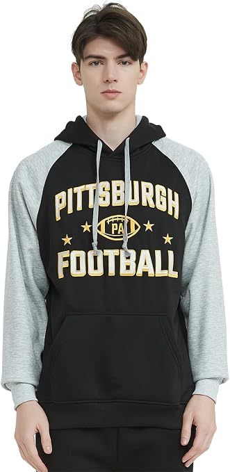 Pittsburgh Football Hoodie – Black & Gold Graphic Pullover – image 4