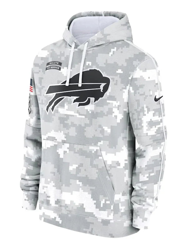 2024 Buffalo Bills Arctic Camo Salute to Service Hoodie Recreated Edition