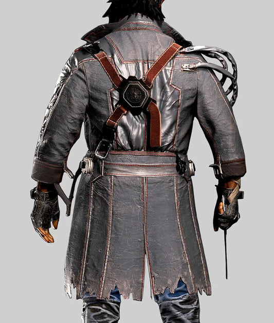 Placide Black Leather Coat