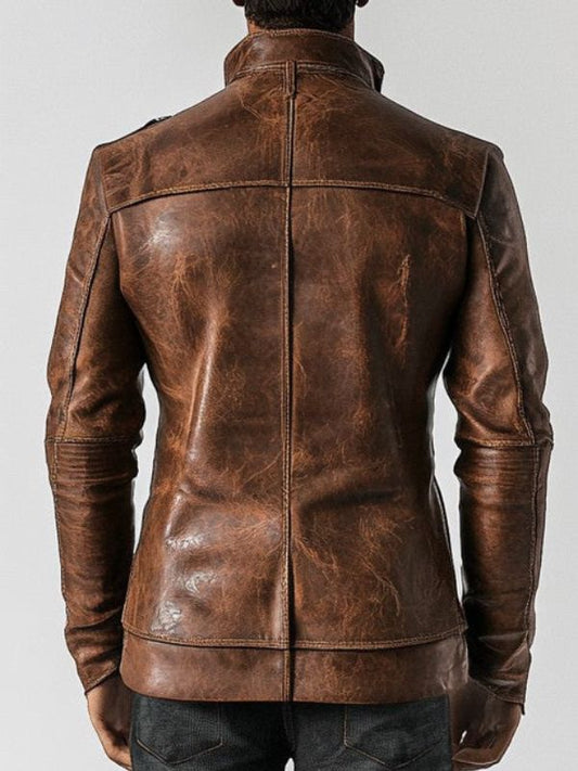 Daniel Distressed Brown Leather Blazer