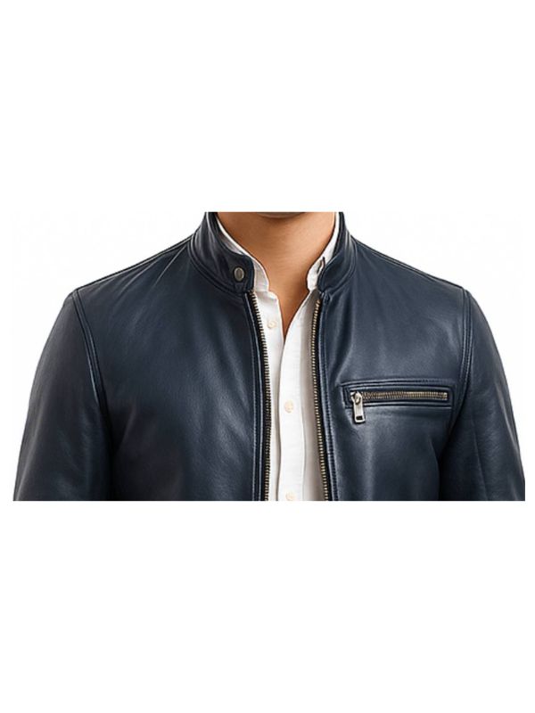 Harrison Blue Leather Jacket – Men Leather Jacket Blue