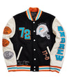 Miami Dolphins Letterman Wool & Leather Varsity Jacket Black & White