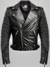 Men’s Black Biker Studded Leather Jacket