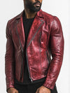 Men’s Premium Red Biker Distressed Leather Jacket – Red Leather Jacket