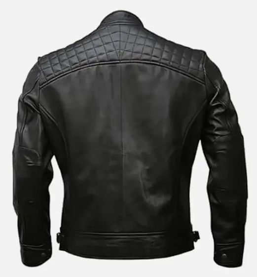 Mens Timber Style Padded Shoulder Black Leather Jacket