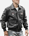 Men’s Black Bomber Leather Jacket – Air Force Pilot Style - Bold and Rugged