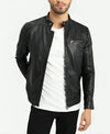 Men’s Cafe Racer Classic Black Leather Jacket - Sleek and Stylish