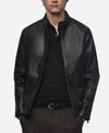 Men’s Stylish Black Leather Zip-Up Jacket - Bold and Elegant
