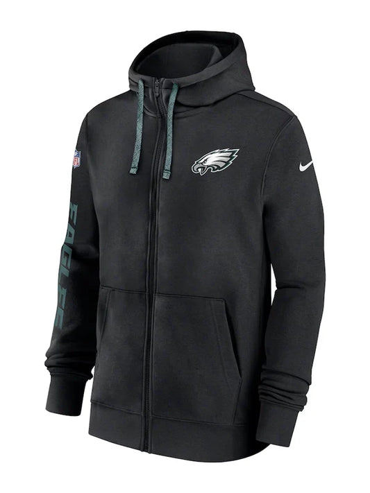 Recreation – Philadelphia Eagles Black Sideline Club Full-Zip Hoodie (Recreated Edition)