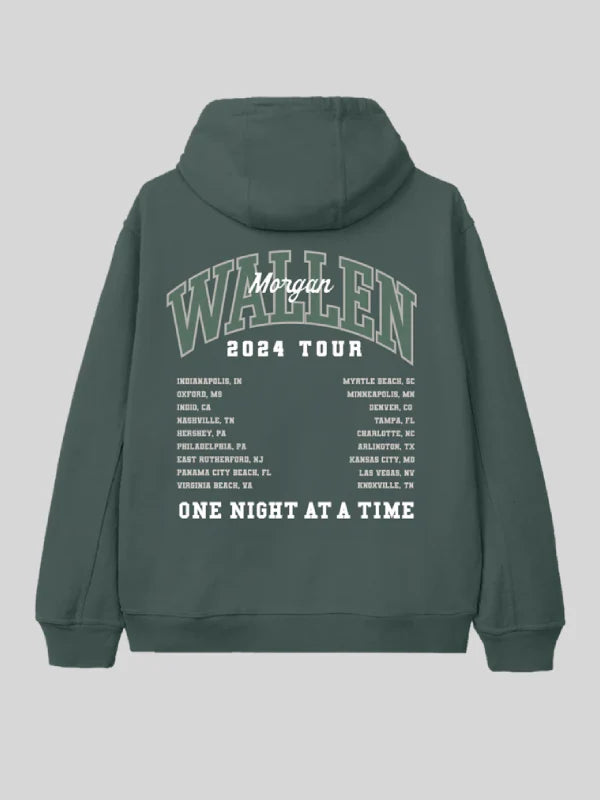 Morgan Wallen One Night At A Time Green Tour Hoodie Recreated Edition