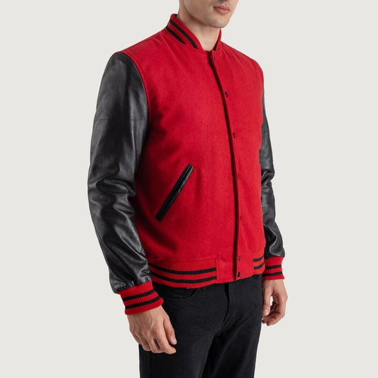 Red and Black Varsity Letterman Jacket