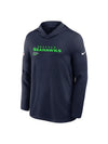 Seattle Seahawks Sideline Performance Long Sleeve Hoodie T-Shirt – Navy Blue Pullover (Recreated Edition)