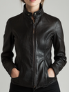 Sienna Leather Black Jacket – Women’s Leather Jacket (Black)