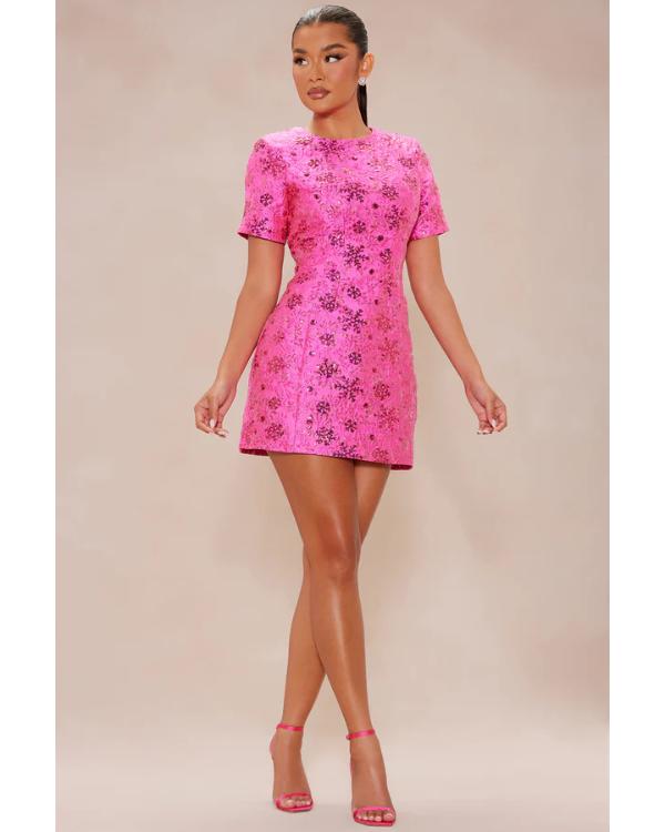 WWE NXT 2025 Sarah Schreiber Pink Stars Print Mini Dress — Product Description