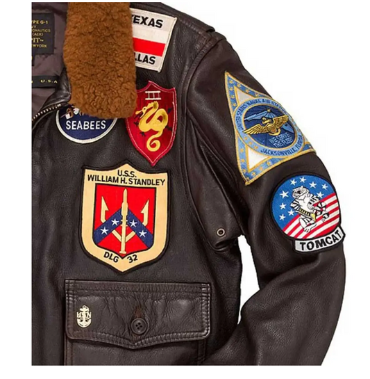 Top Gun G-1 Leather Bomber Shearling Flight Jacket - RECREATED EDITION