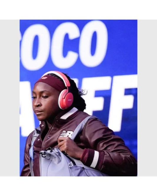 US Open 2025 Coco Gauff New Balance Leather Jacket – Premium Varsity-Style Fan Jacket