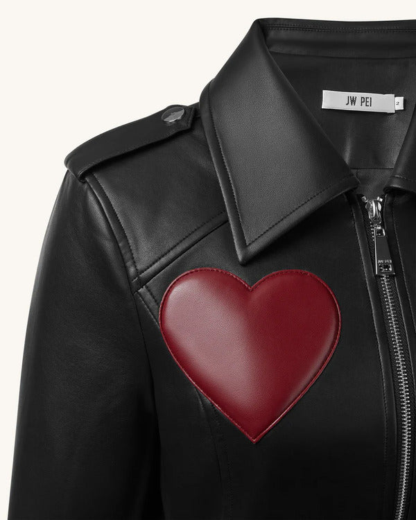 WWE Raw 2025 Gionna Daddio Red Hearts Leather Jacket — Product Description