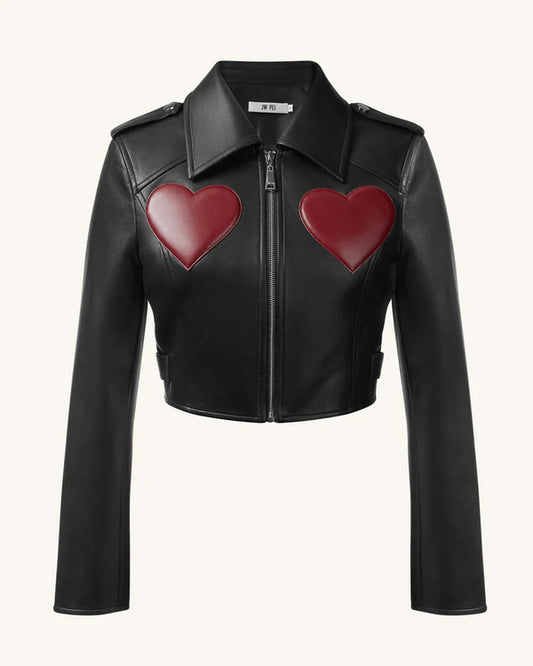 WWE Raw 2025 Gionna Daddio Red Hearts Leather Jacket — Product Description