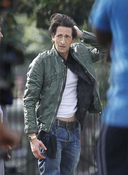 Adrien Brody American Heist Black Leather Jacket – Adrien Brody wearing the look, photo 2