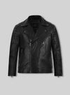Antonio Banderas Madrid Black Biker Leather Jacket – front view