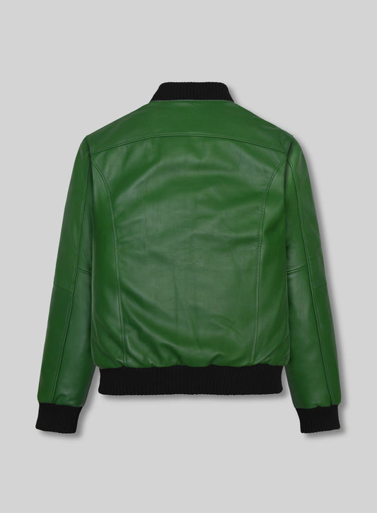 Ben Affleck Green Leather Jacket – back view