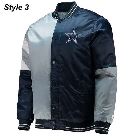 Dallas Cowboys The Tradition II Satin Blue and Grey Jacket — Classic Team Spirit Outerwear
