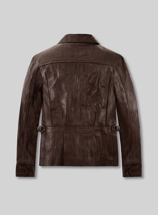 Bruce Willis Surrogates Black Leather Jacket – back view