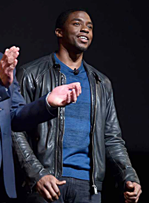 Chadwick Boseman Black Leather Jacket – alternate view