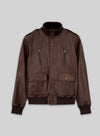 Cristiano Ronaldo Black Bomber Leather Jacket – front view
