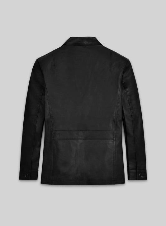Daniel Craig Black Leather Blazer – back view