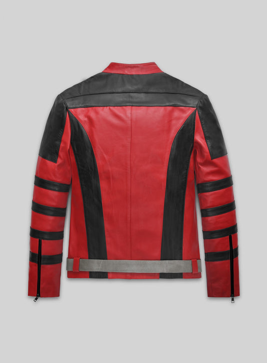 Dwayne Johnson Red One Red & Black Leather Jacket – back view