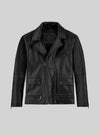 Eddie Redmayne Black Leather Jacket – front view