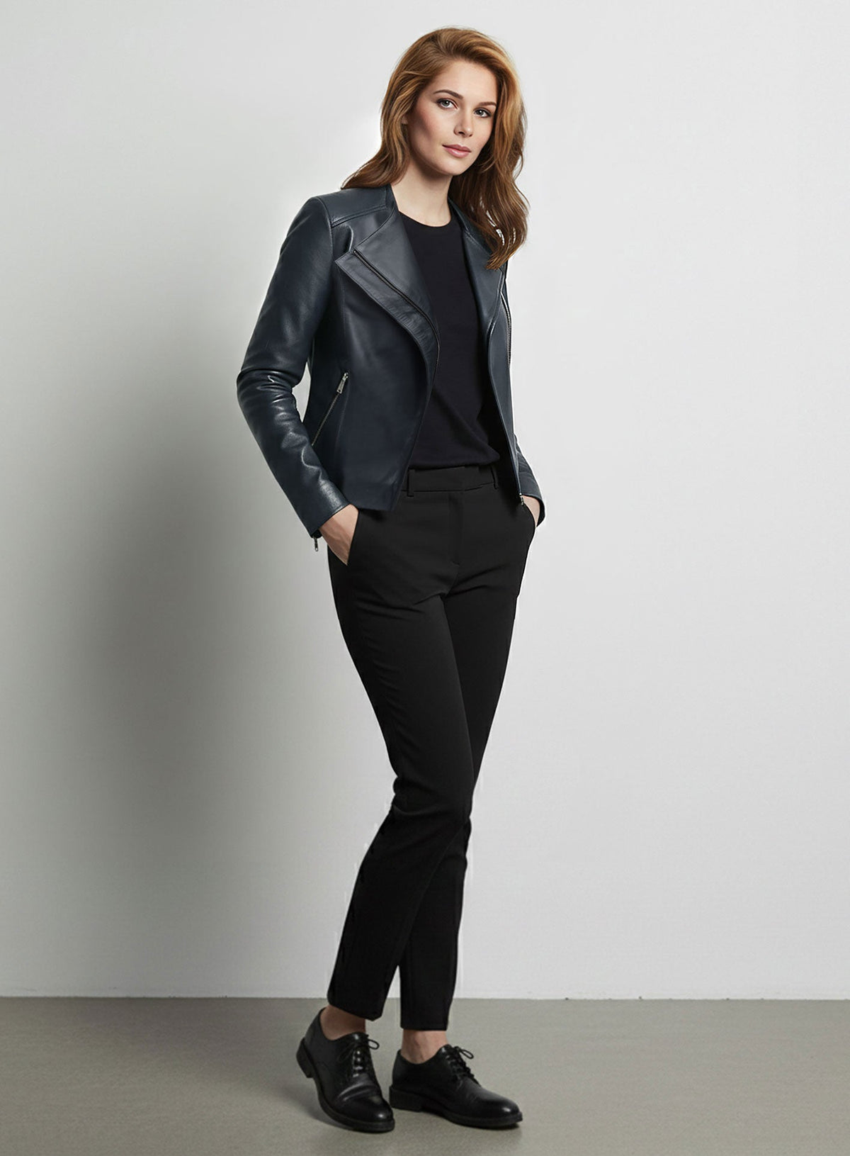 Emily Bett Rickards Arrow Black Leather Jacket – close-up and worn views