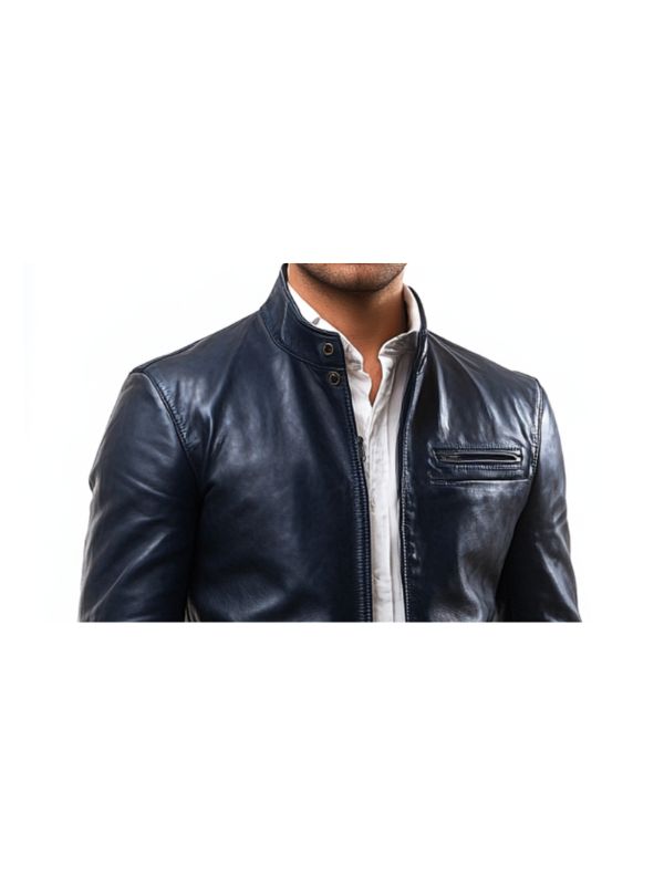 Frankie Blue Leather Jacket – Men Leather Jacket Blue
