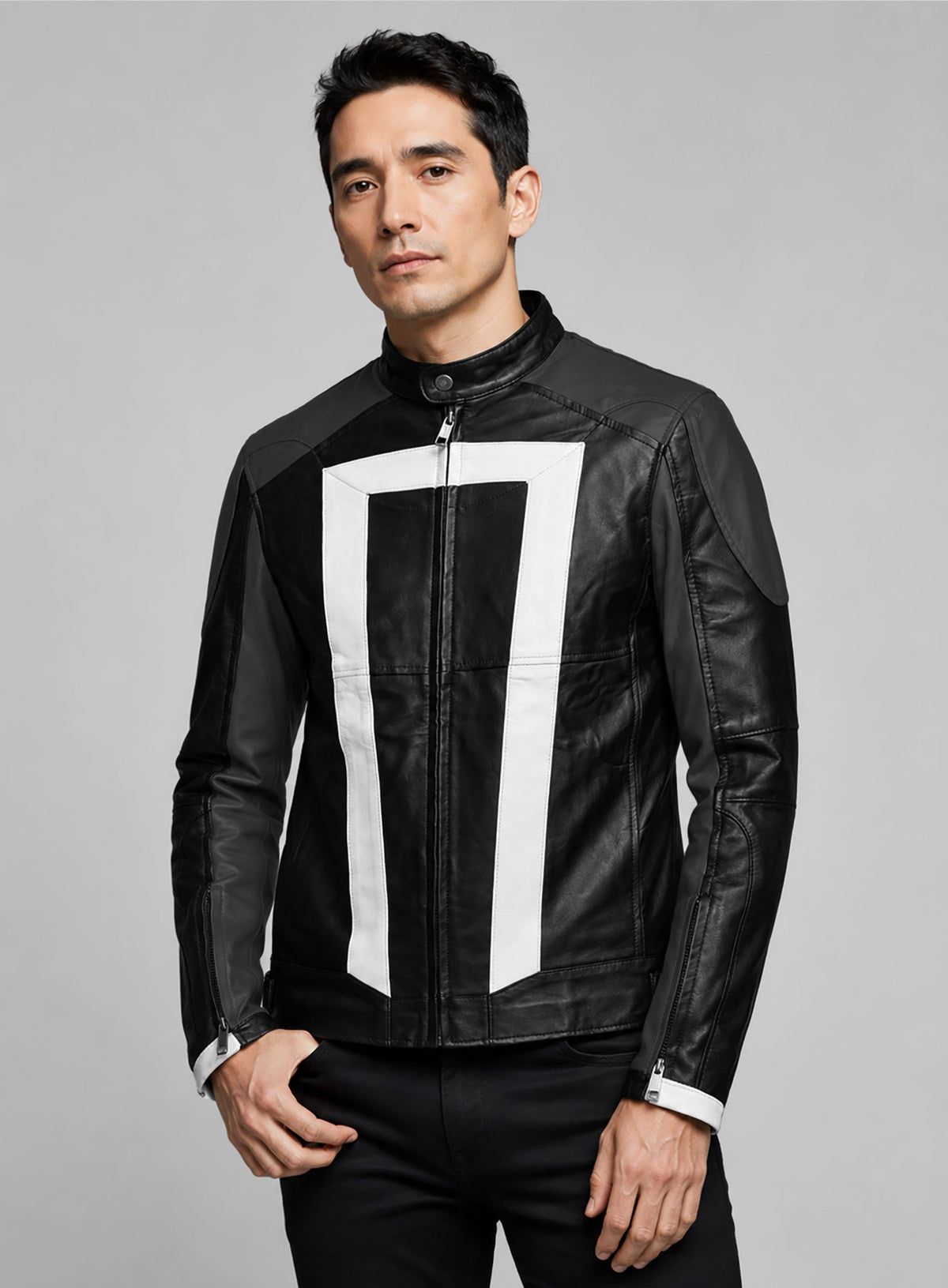 Gabriel Luna Agents of SHIELD Ghost Rider Black Leather Jacket – worn look