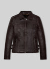 Hailey Baldwin Bieber Black Leather Jacket – front view