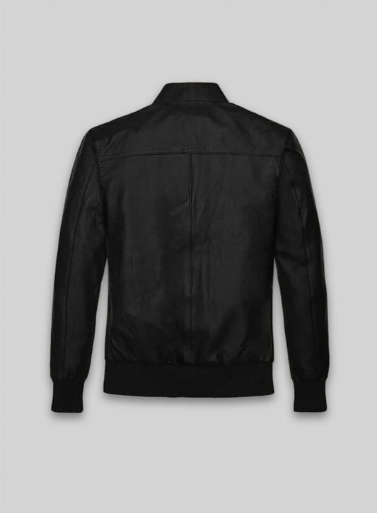 Hugh Jackman Madrid Black Leather Jacket – back view