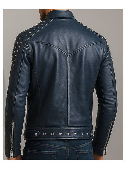 Hugo Blue Leather Jacket – Men’s Premium Blue Leather Jacket