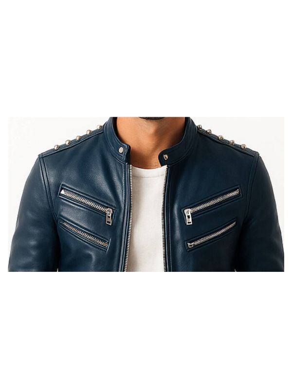 Jaxon Blue Leather Jacket – Men’s Premium Blue Leather Jacket