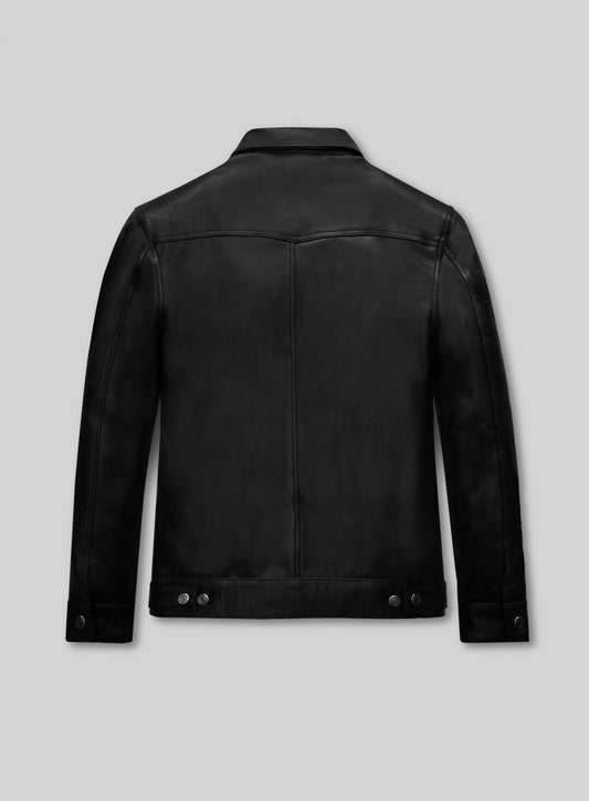 Jeff Goldblum Dominion Premiere Black Leather Jacket – back view