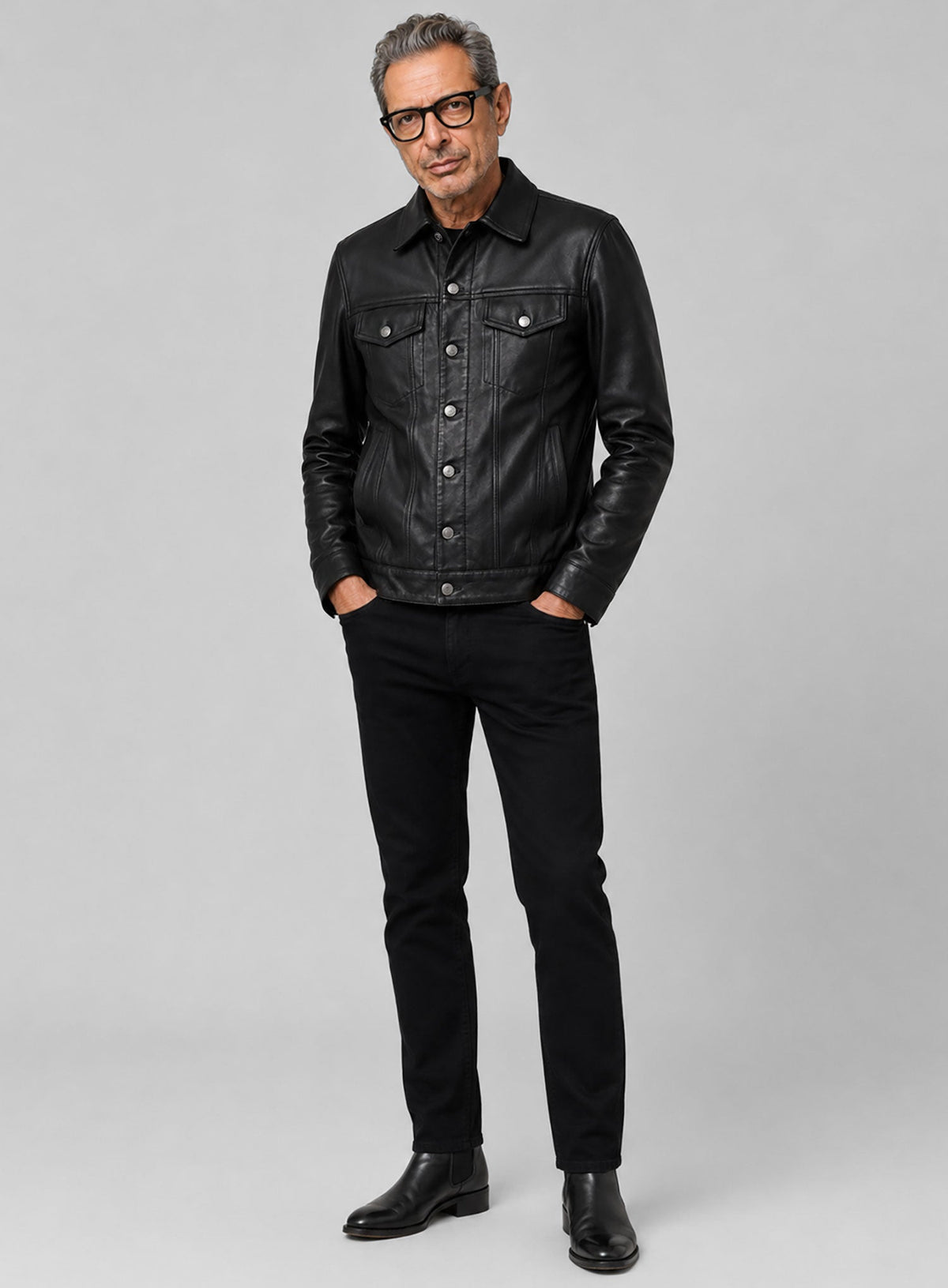 Jeff Goldblum Dominion Premiere Black Leather Jacket – worn look