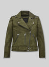 Jennifer Aniston Murder Mystery 2 Olive Green Leather Jacket – front view