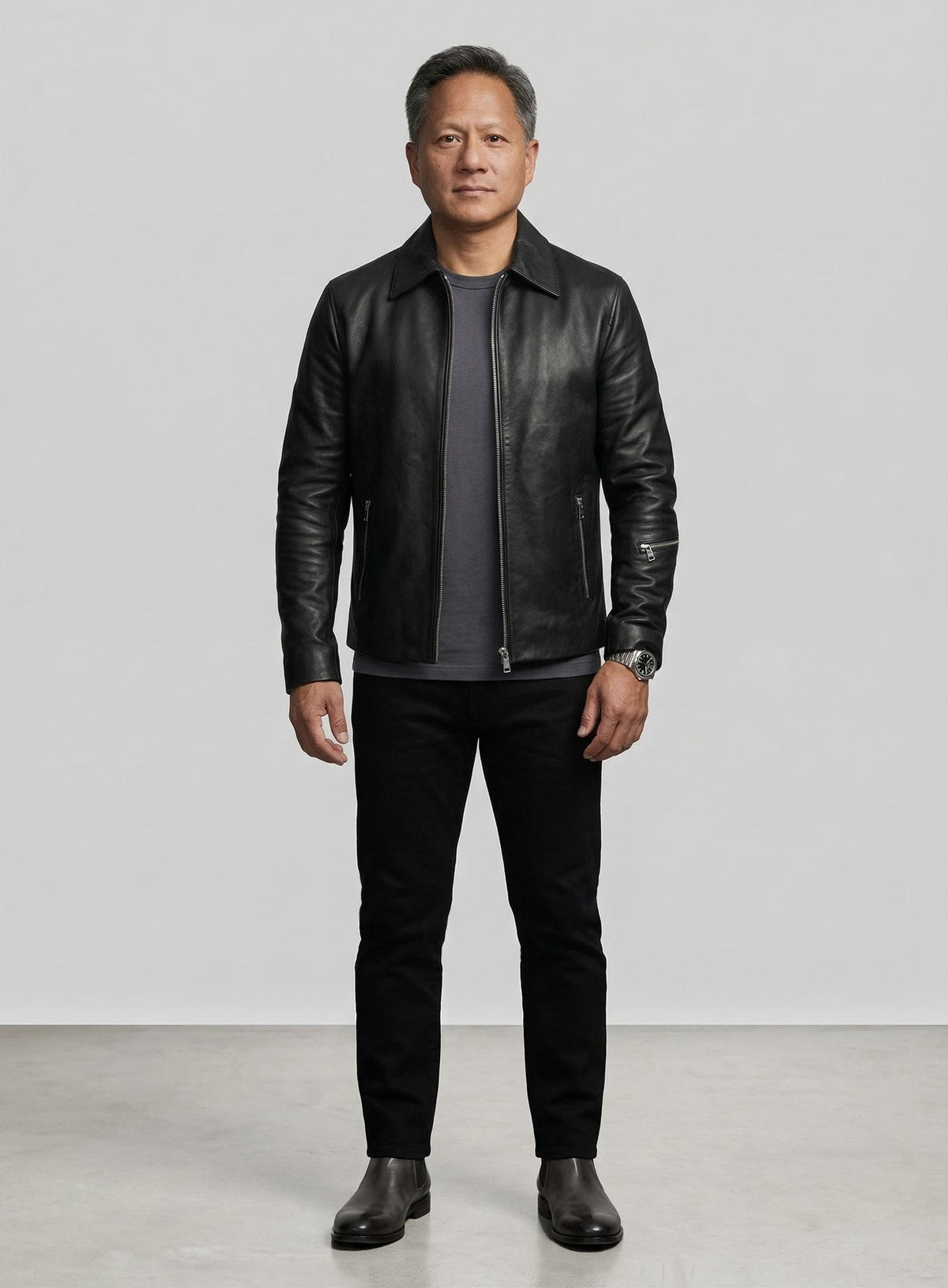 Jensen Huang Leather Jacket view 5
