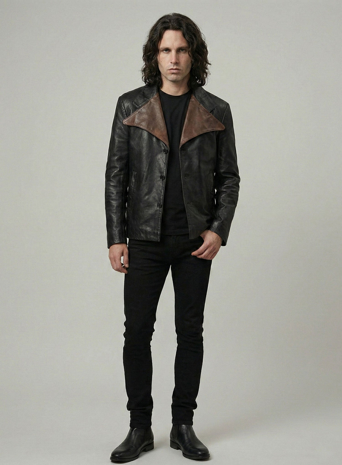 Jim Morrison Leather Jacket view 6