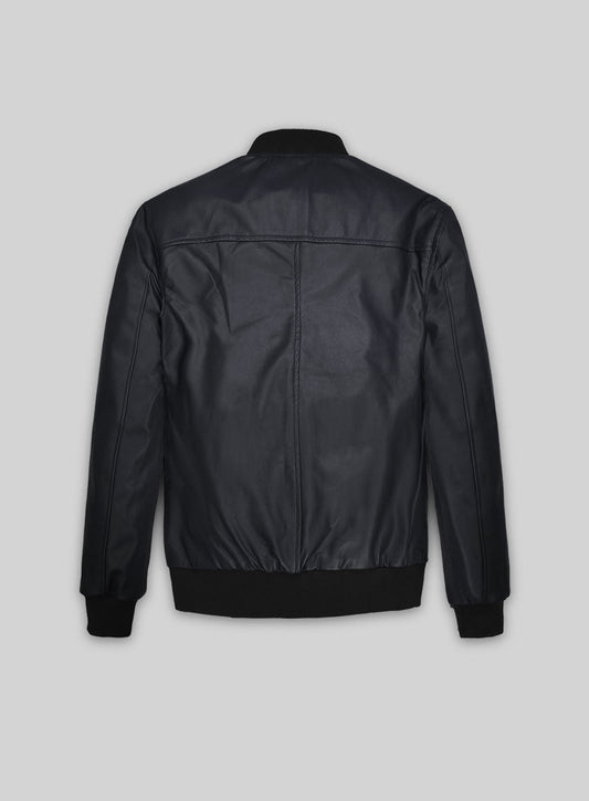 John Cho Comic-Con Black Bomber Leather Jacket – back view