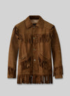 Jon Voight Midnight Cowboy Brown Fringe Leather Jacket – front view