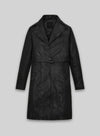 Kim Kardashian Black Leather Long Coat – front view