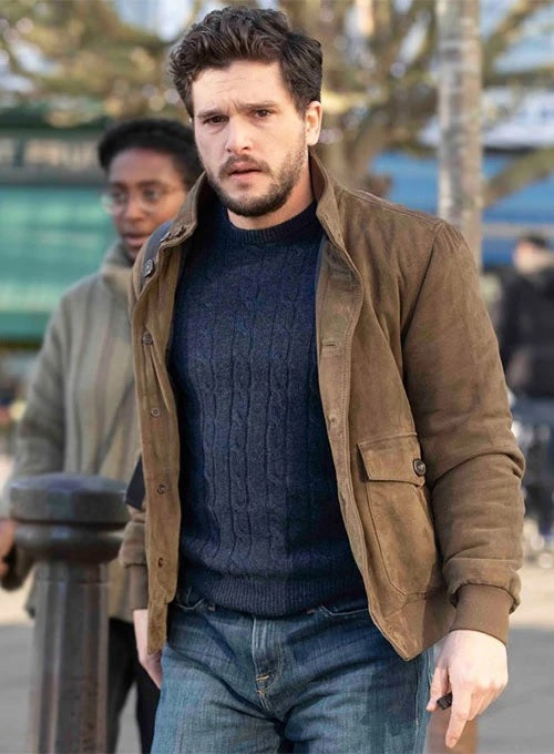 Kit Harington Eternals Brown Leather Jacket – worn look